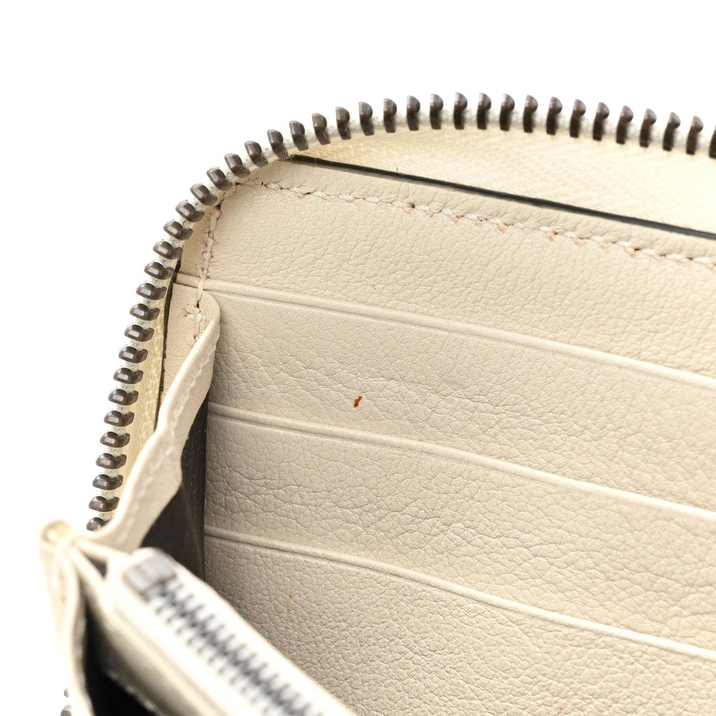 Wonka Grain Calfskin Diana Zip Around Continental Wallet Mystic White