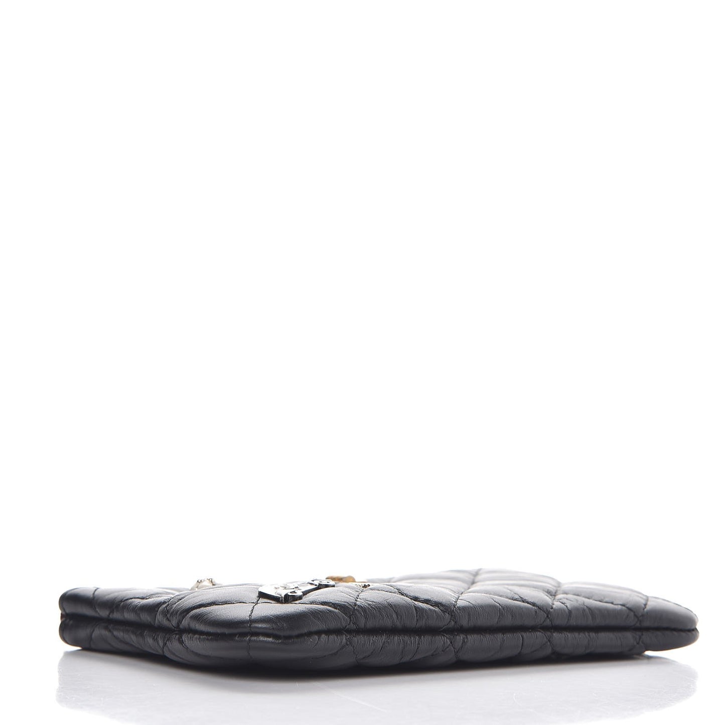 Aged Calfskin Charm Quilted Small Reissue Cosmetic Case Black