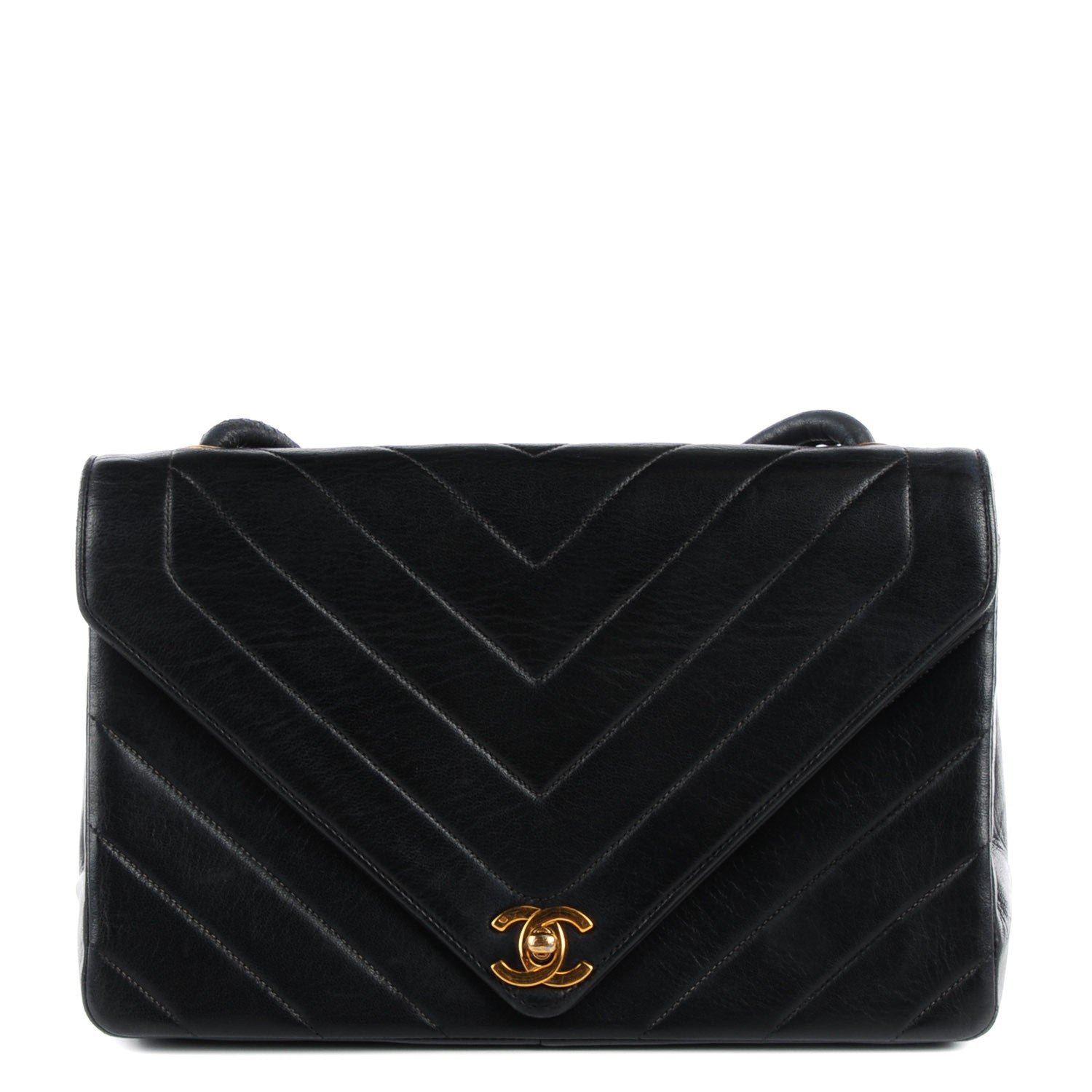 Chanel Lambskin Chevron Medium Single Flap Black 1 of 10