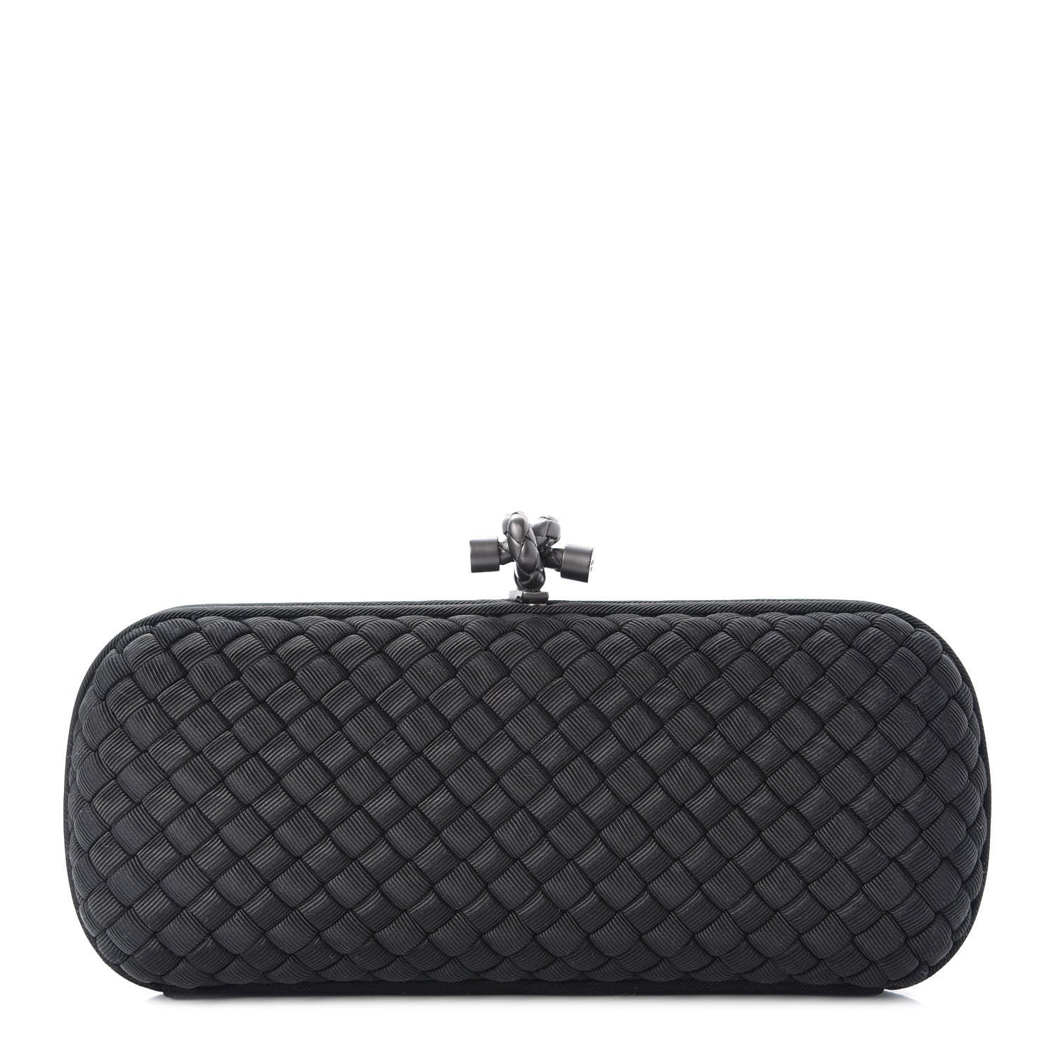 Bottega Veneta Silk Faille Intrecciato Knot Clutch Black 1 of 7