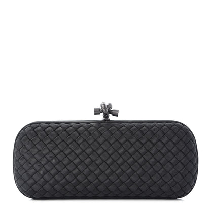 Bottega Veneta Silk Faille Intrecciato Knot Clutch Black 1 of 7