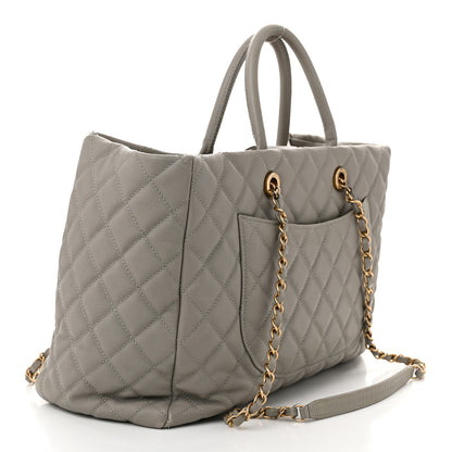 Chanel Caviar Quilted Large Coco Handle Shopping Tote Grey 3 of 13