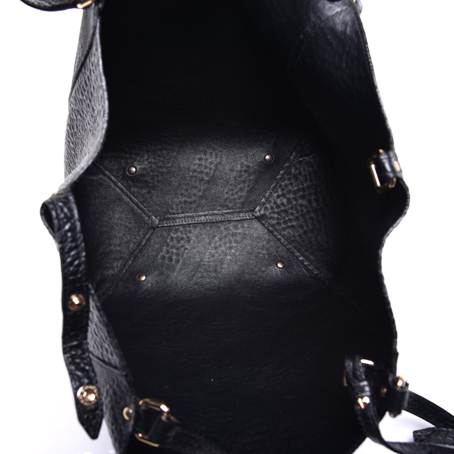Signature Grain Calfskin Check Embossed Small Canterbury Tote Black