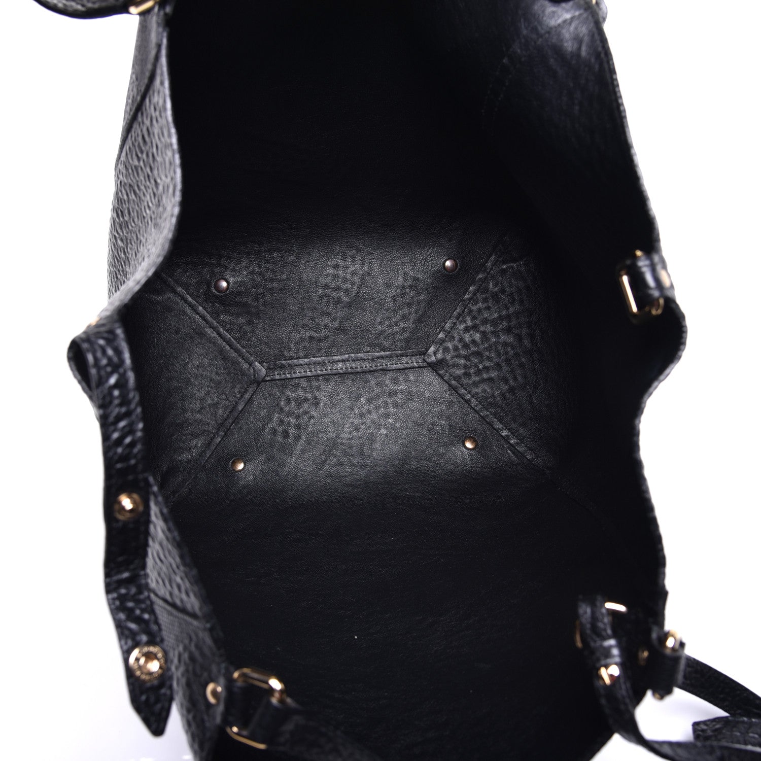 Burberry Signature Grain Calfskin Check Embossed Small Canterbury Tote Black 5 of 8