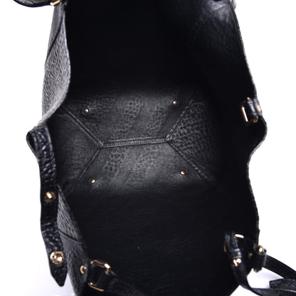 Burberry Signature Grain Calfskin Check Embossed Small Canterbury Tote Black 5 of 8