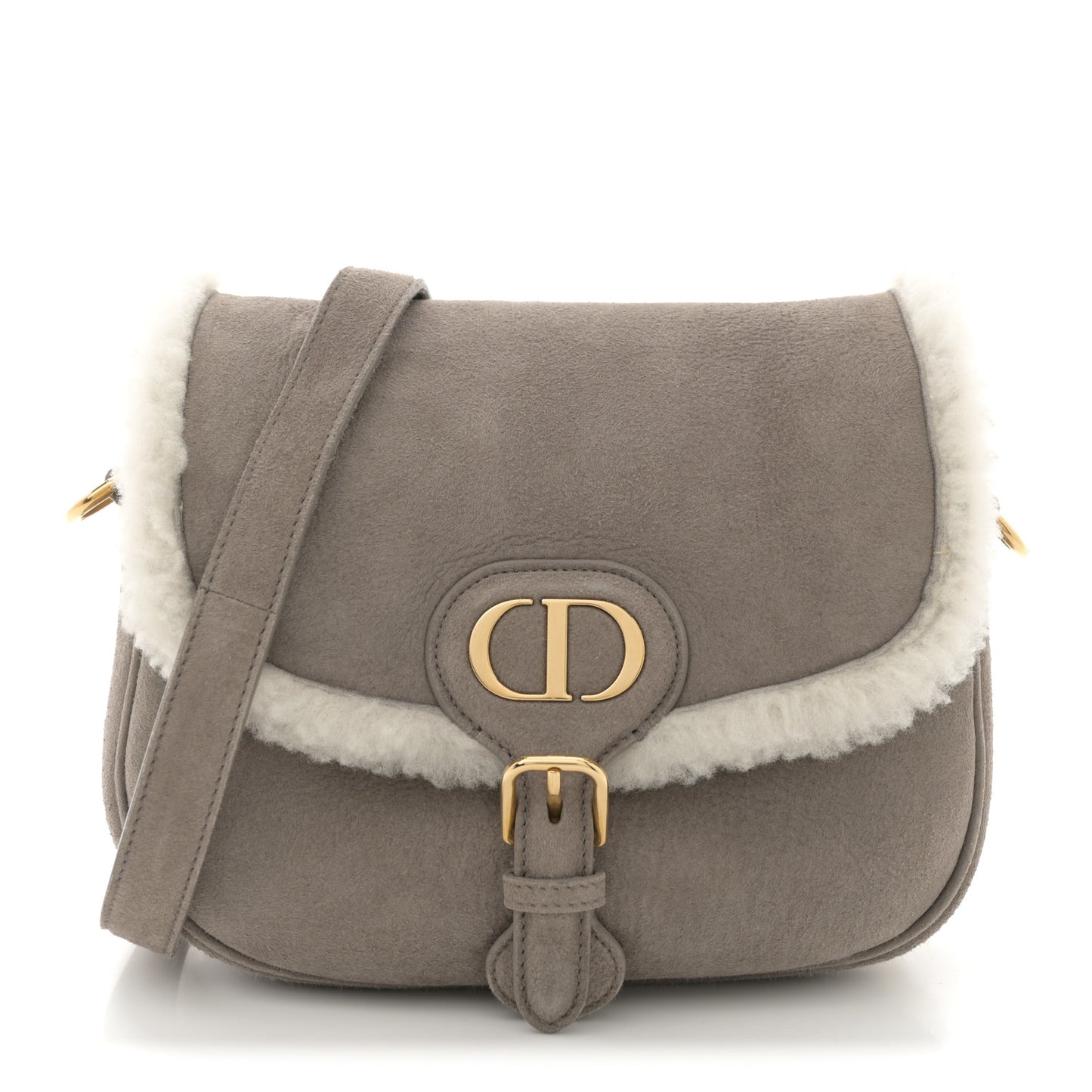 Suede Shearling Medium Bobby Flap Grey