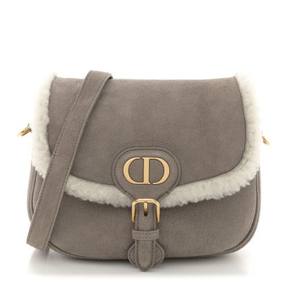 Christian Dior Suede Shearling Medium Bobby Flap Grey 1 of 11