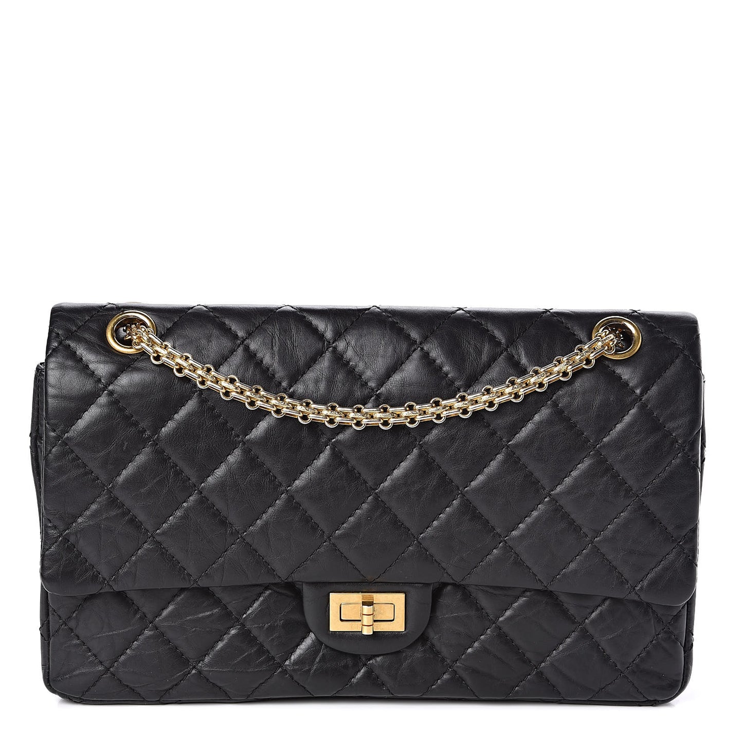 Aged Calfskin Quilted 2.55 Reissue 226 Flap Black