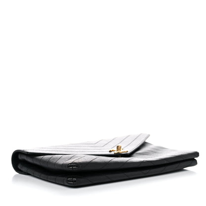 Chanel Lambskin Chevron Quilted Envelope Clutch Black 4 of 16