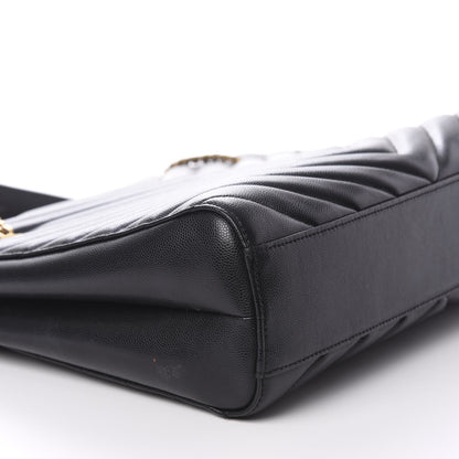 Saint Laurent Grain De Poudre Matelasse Chevron Medium Tribeca Shopping Bag Black 11 of 13