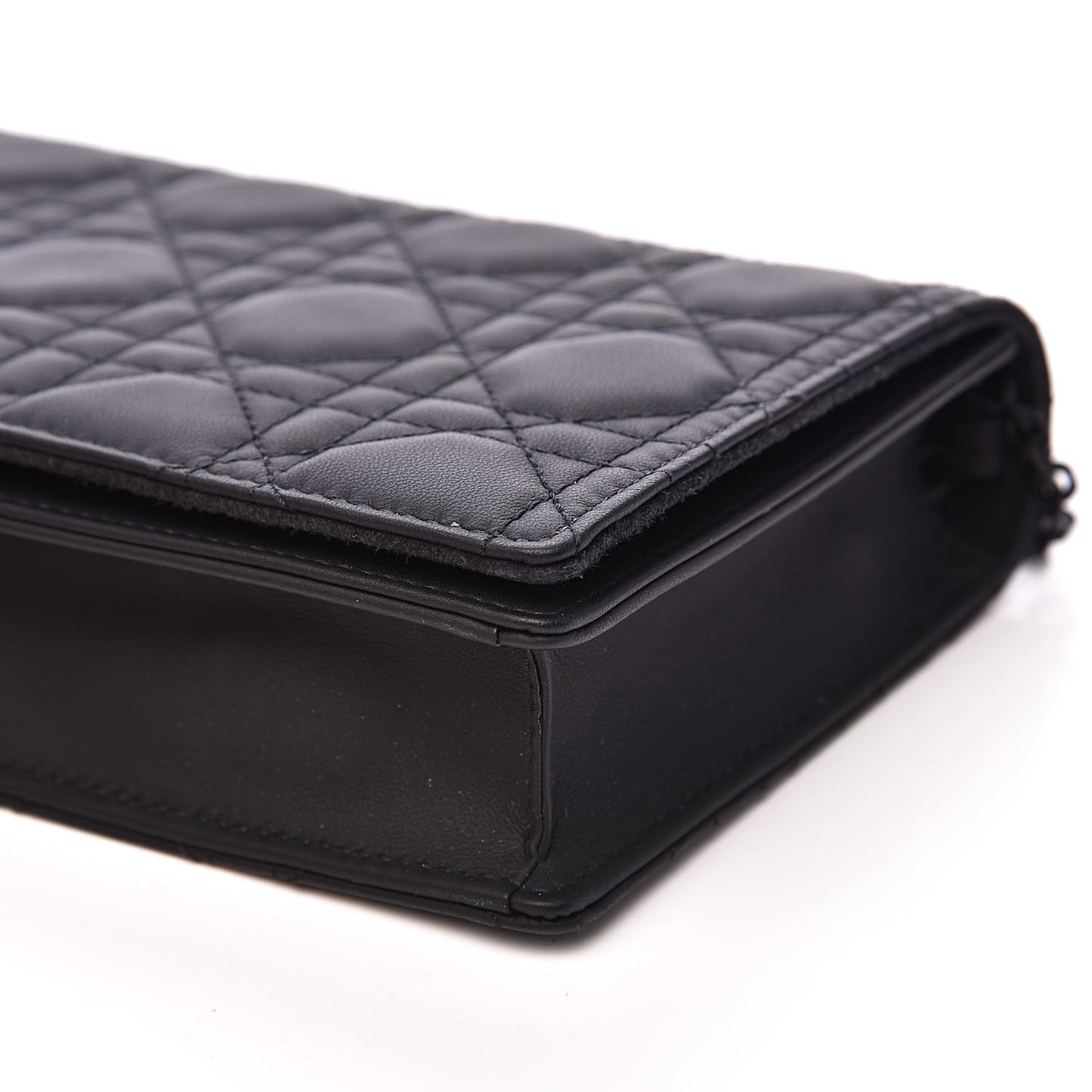 Ultra Matte Calfskin Cannage Lady Dior Clutch Black
