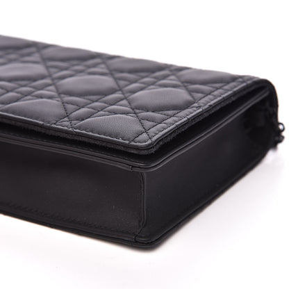 Christian Dior Ultra Matte Calfskin Cannage Lady Dior Clutch Black 8 of 11