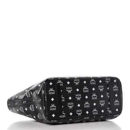 MCM Visetos Medium Anya Zip Top Shopper Tote Black 5 of 10