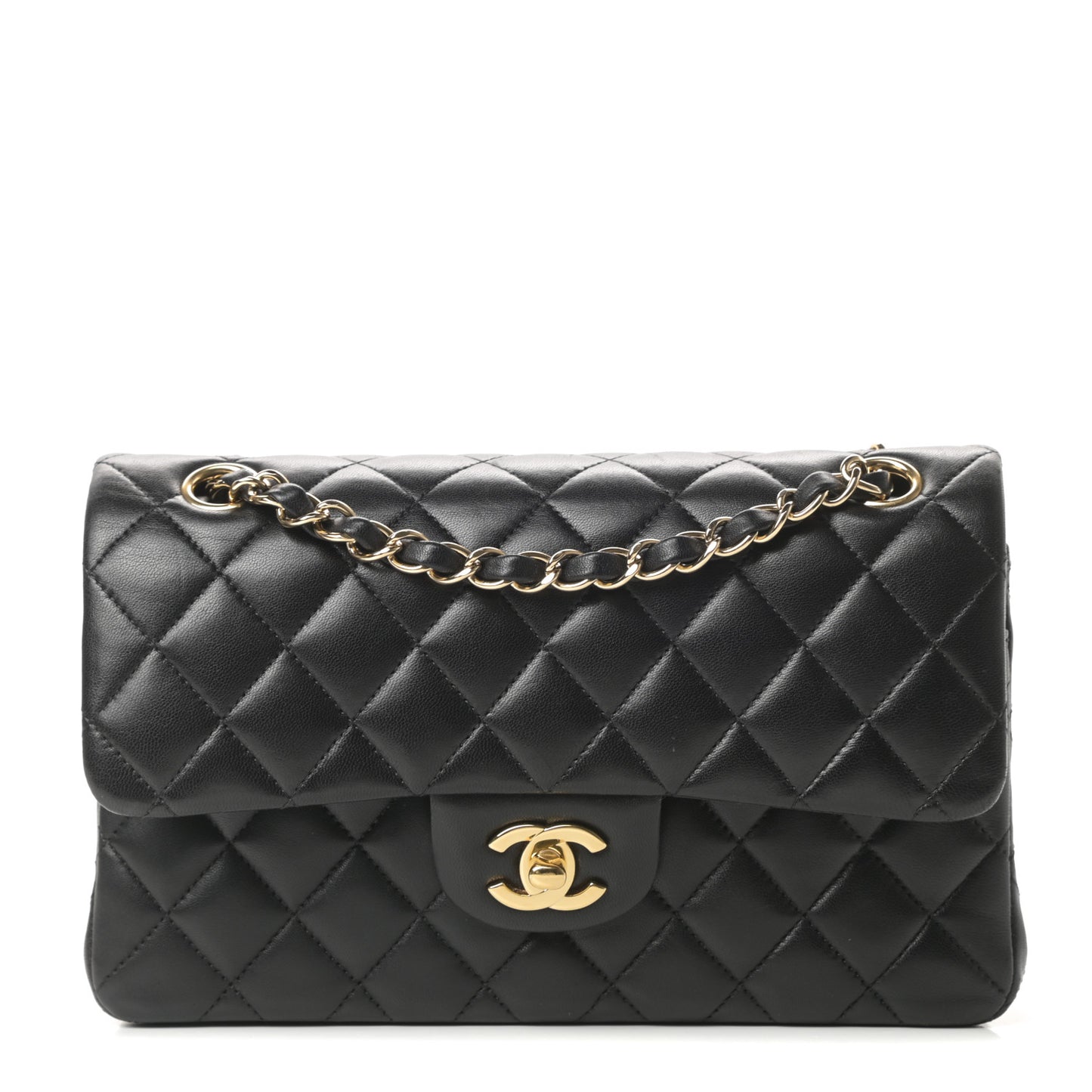 Lambskin Quilted Small Double Flap Black