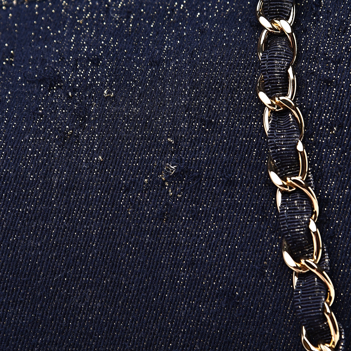 Lurex Canvas Medium Deauville Tote Navy Blue Gold