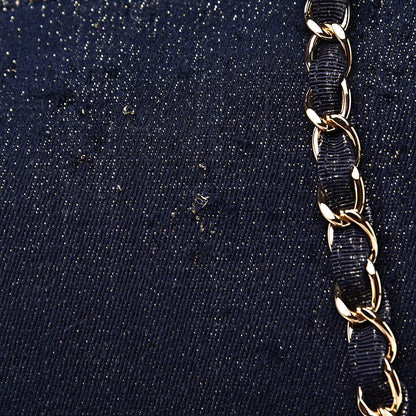 Chanel Lurex Canvas Medium Deauville Tote Navy Blue Gold 11 of 12