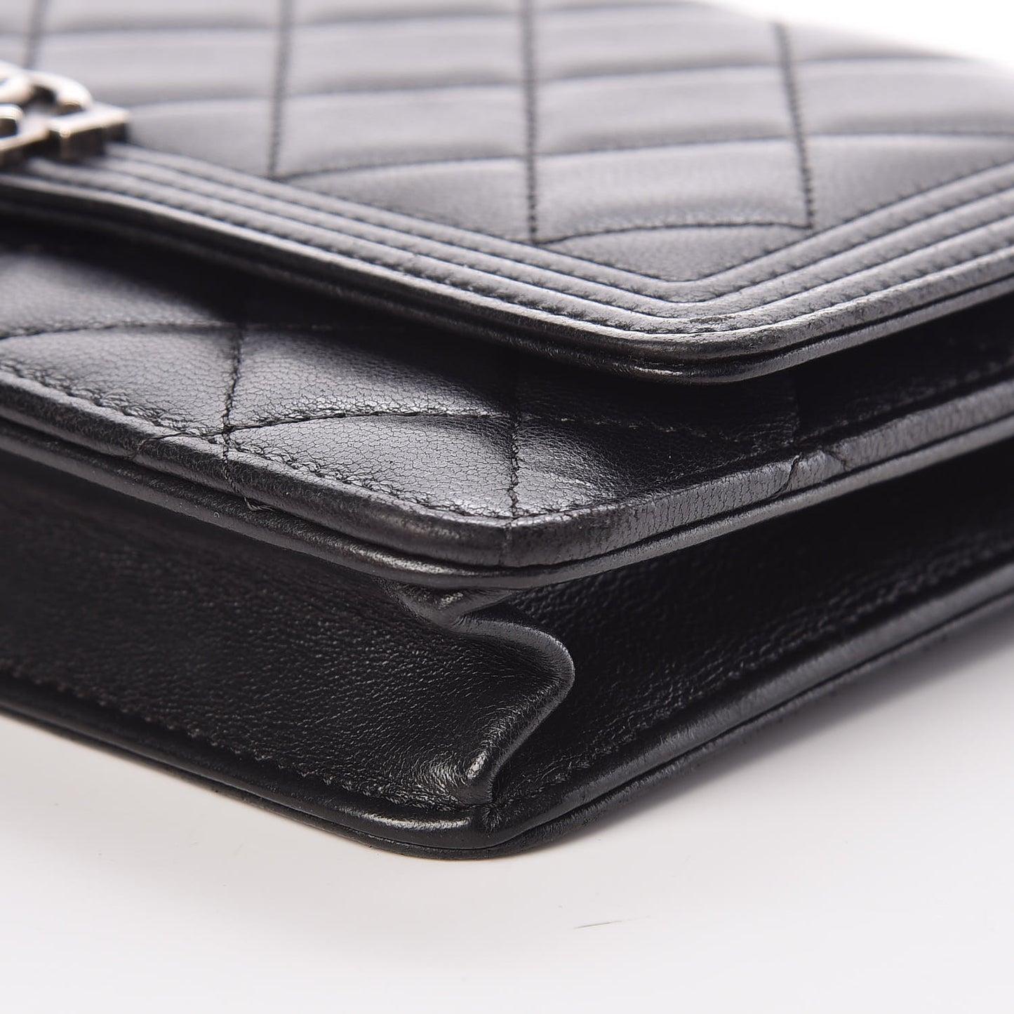 Lambskin Quilted Boy Wallet On Chain WOC Black