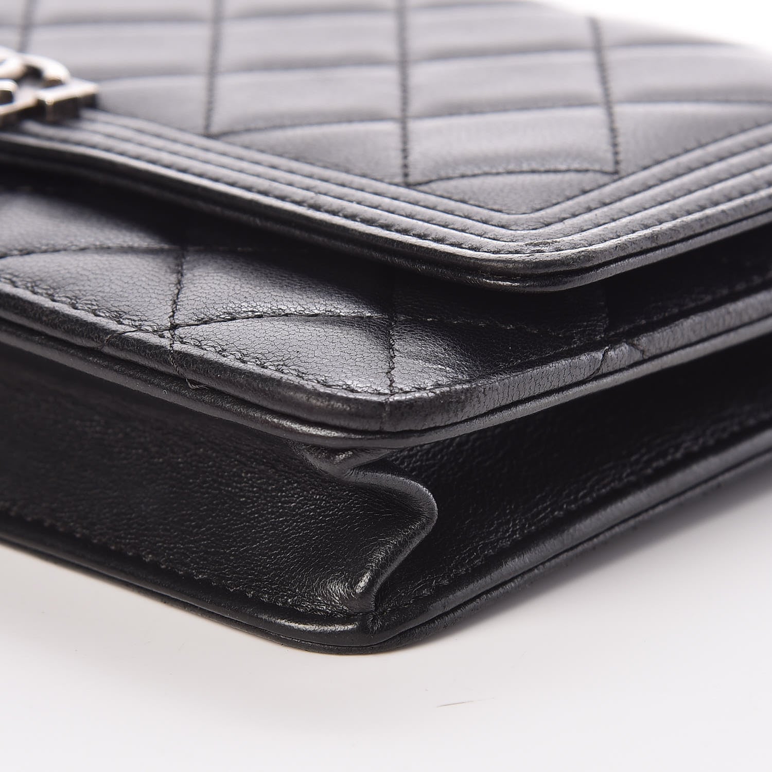 Chanel Lambskin Quilted Boy Wallet On Chain WOC Black 10 of 11