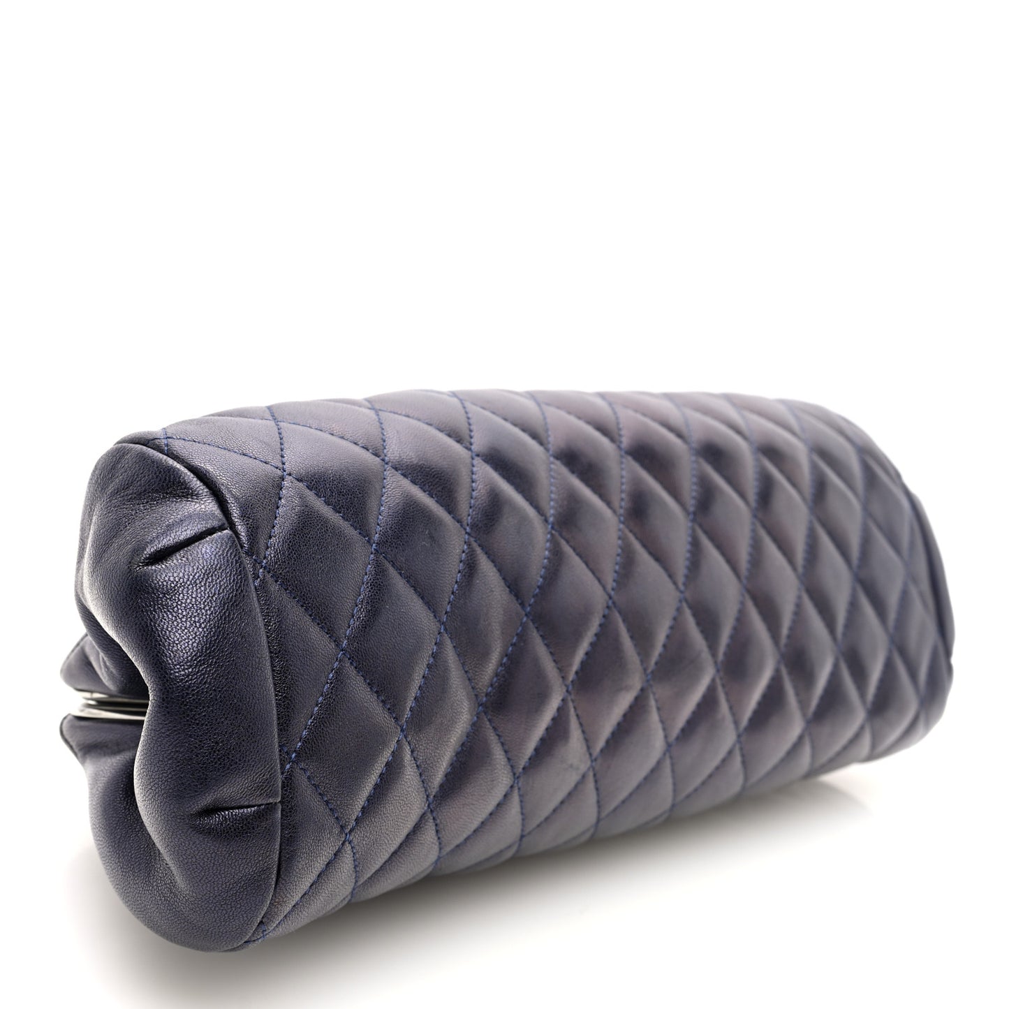 Metallic Lambskin Quilted Timeless Clutch  Blue