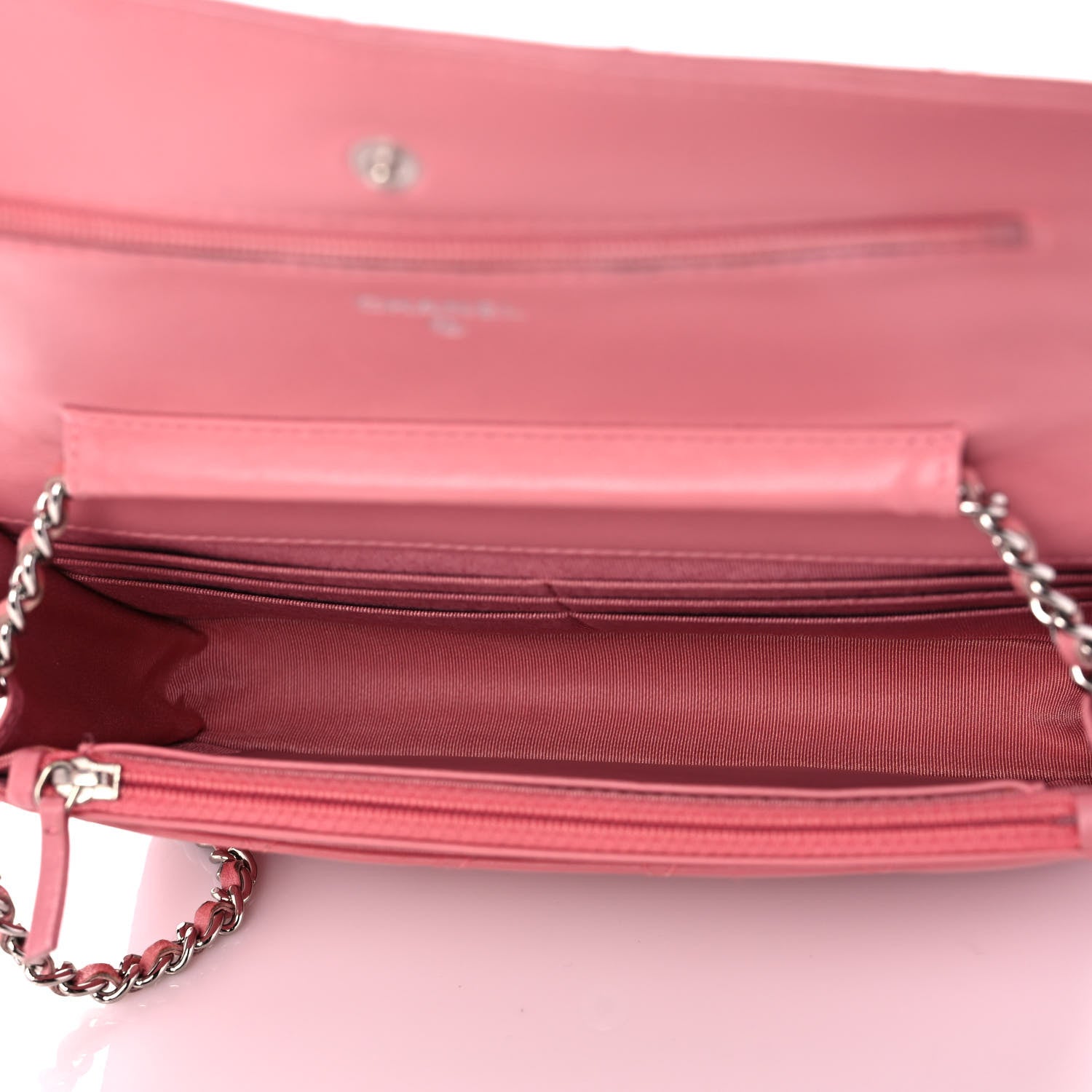 Chanel Lambskin Quilted Wallet on Chain WOC Pink 4 of 14