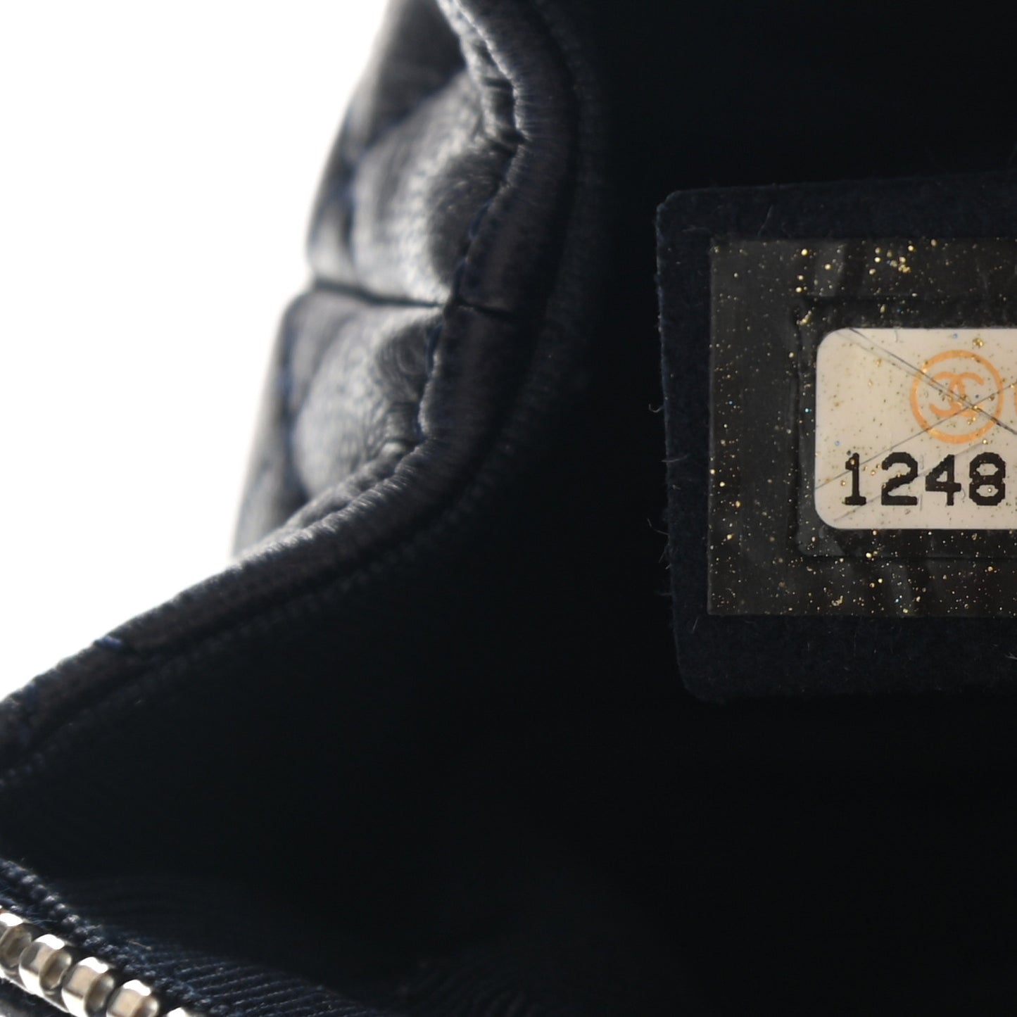 Lambskin Quilted Cosmetic Case Navy Blue