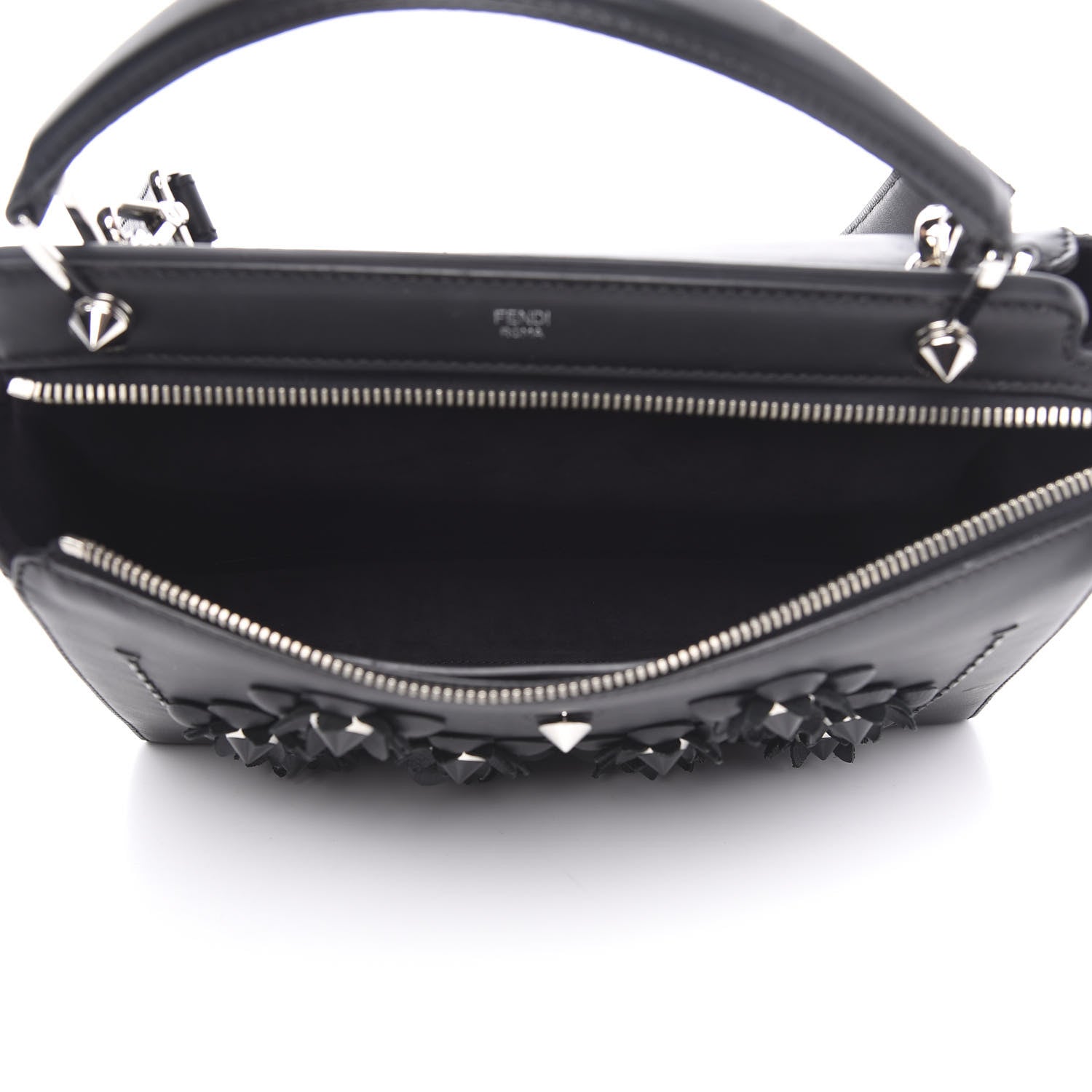 Fendi Calfskin Flowerland Dotcom Satchel Black 4 of 10