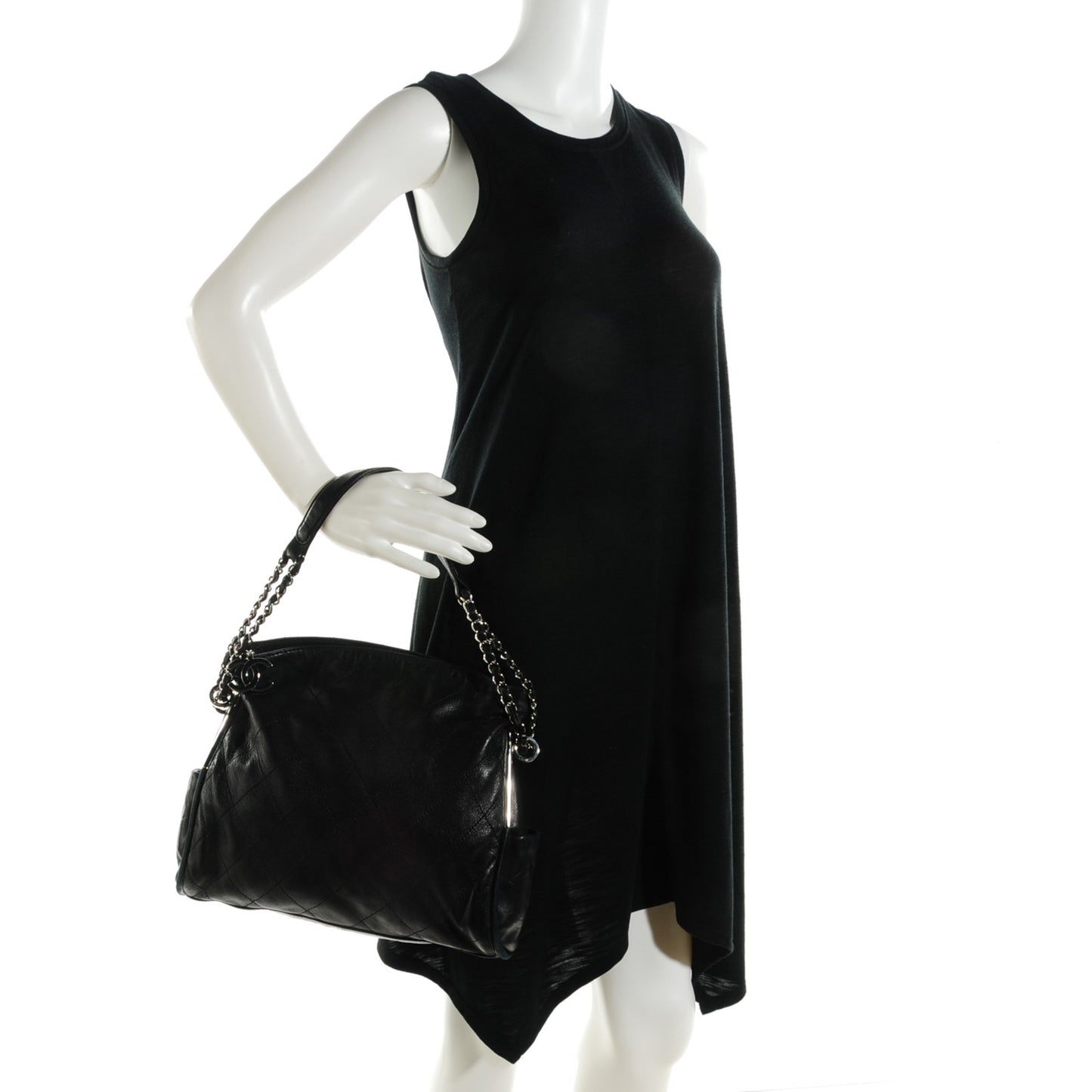 Lambskin Stitched Medium Ultimate Soft Tote Black