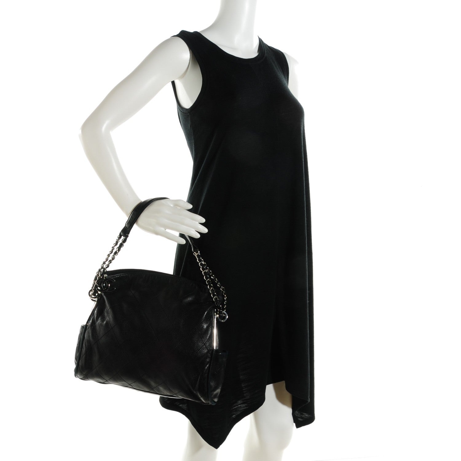 Chanel Lambskin Stitched Medium Ultimate Soft Tote Black 2 of 7