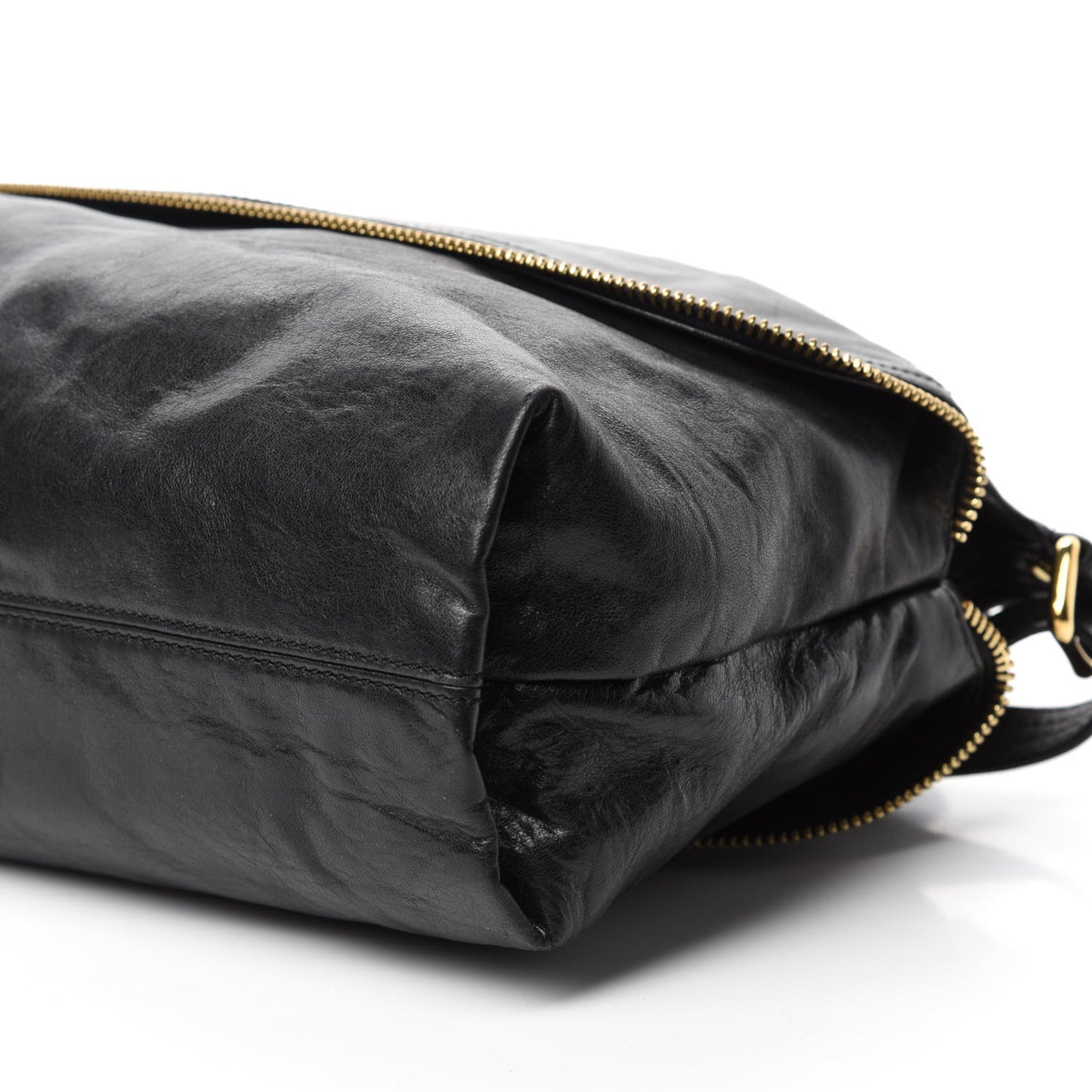 Goatskin Zip It Satchel Black