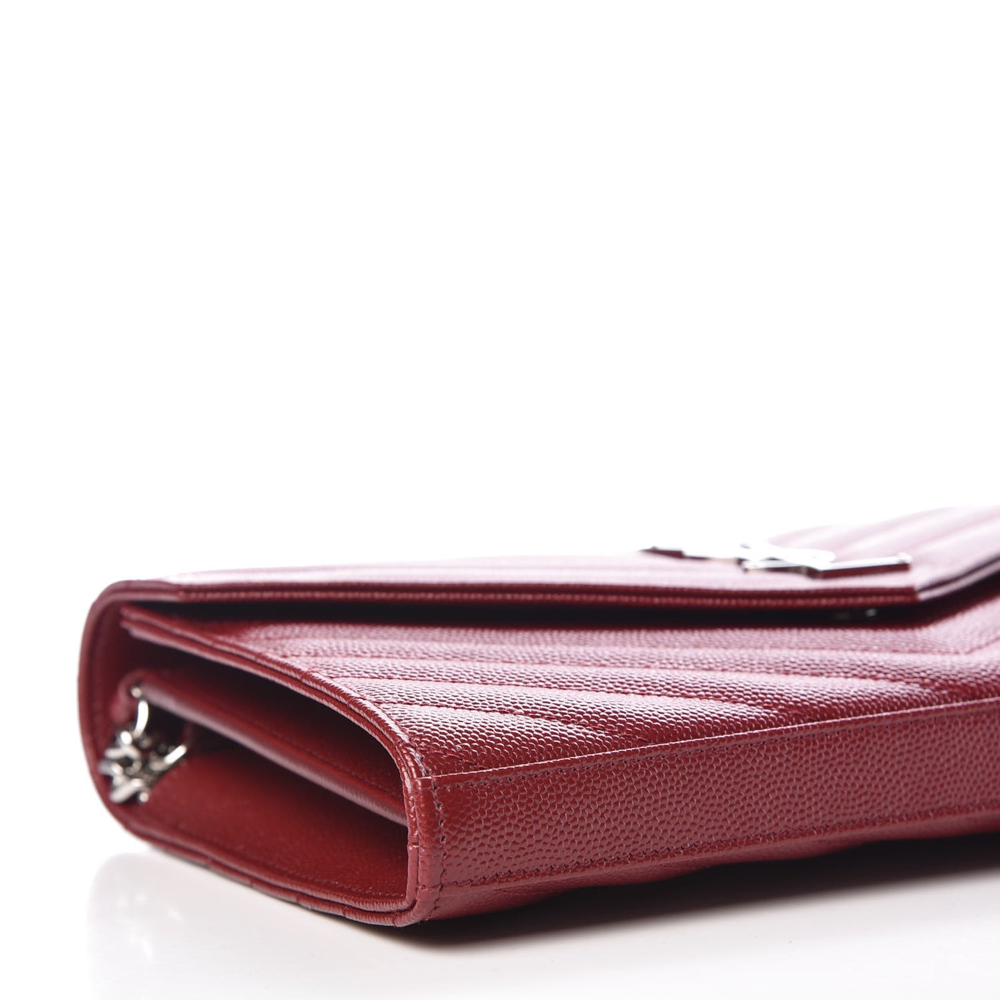 Grain De Poudre Matelasse Chevron Monogram Chain Wallet Palissandre