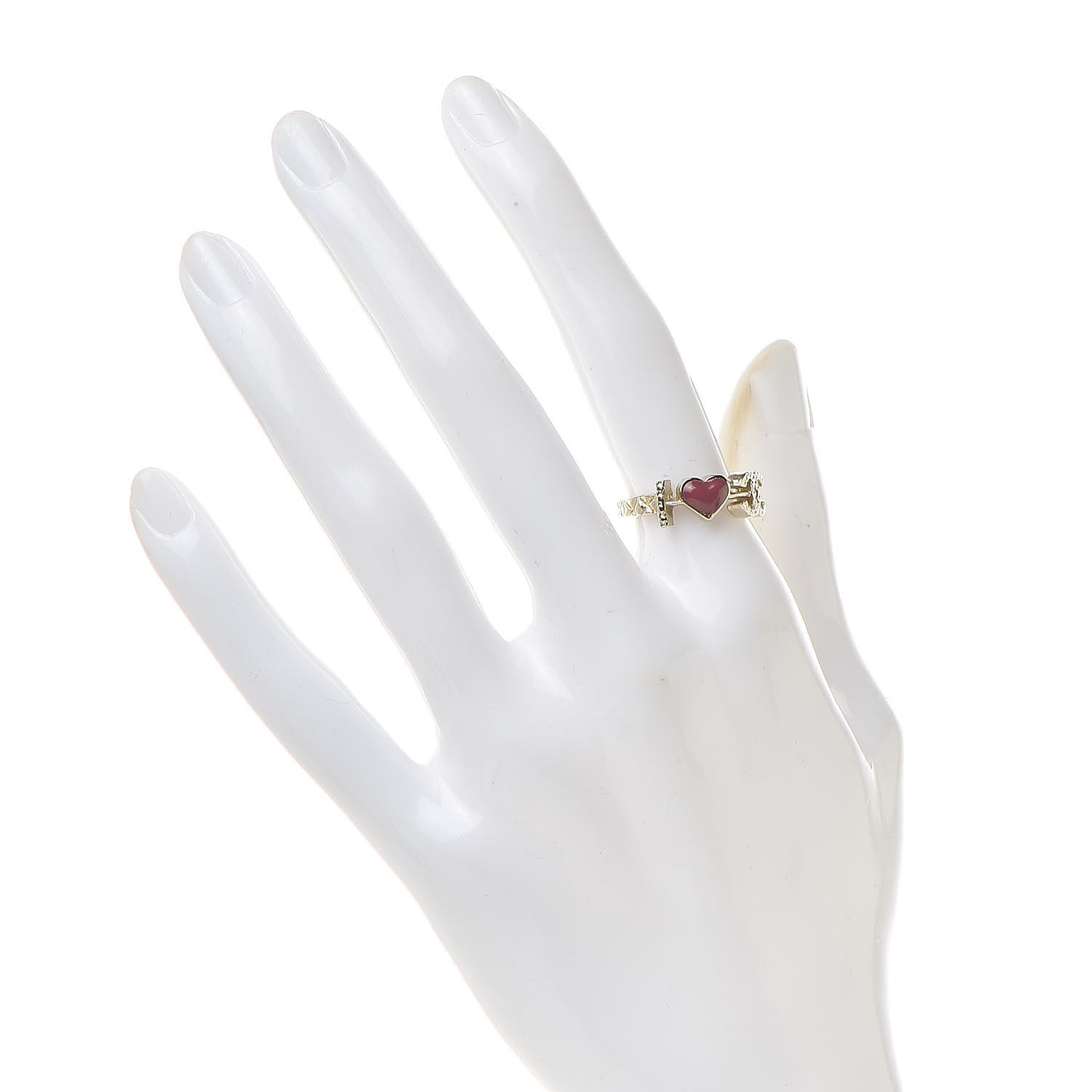 Enamel I Heart CC Ring 5.5 Gold Dark Red