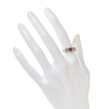 Chanel Enamel I Heart CC Ring 5.5 Gold Dark Red 2 of 6