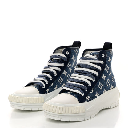 Louis Vuitton Denim Monogram Squad Sneaker Boots 38 Marine 3 of 9