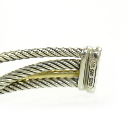 David Yurman Sterling Silver and 18k Gold Crossover Cuff 5 of 6