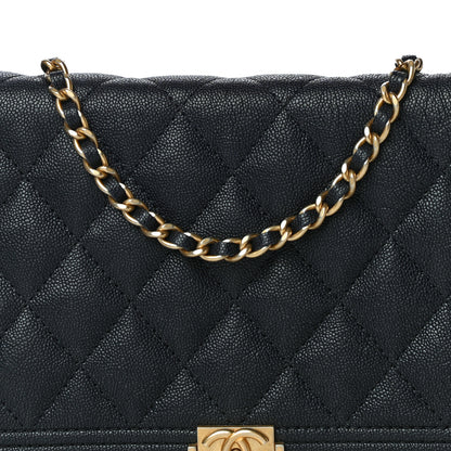 Chanel Caviar Quilted Boy Wallet On Chain WOC Navy 8 of 18