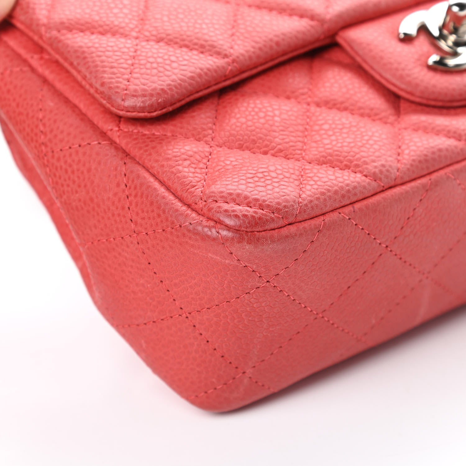 Chanel Iridescent Caviar Quilted Mini Rectangular Flap Dark Pink 9 of 19