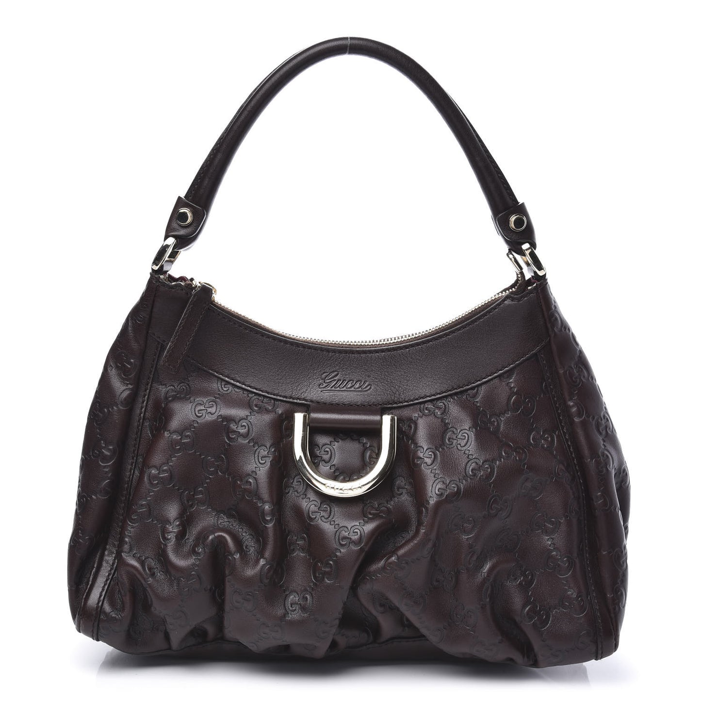 Guccissima Small D Gold Ring Shoulder Bag Chocolate Brown