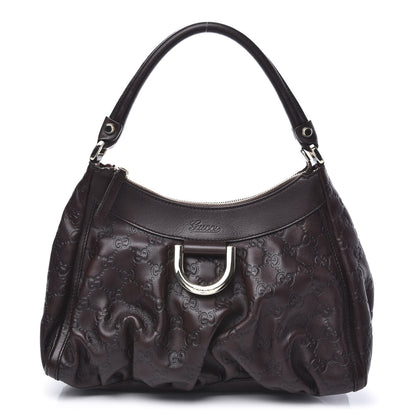 Gucci Guccissima Small D Gold Ring Shoulder Bag Chocolate Brown 1 of 10