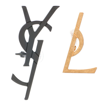 Saint Laurent Metal Deconstructed Opyum Clip On Earrings Gold Black 1 of 5