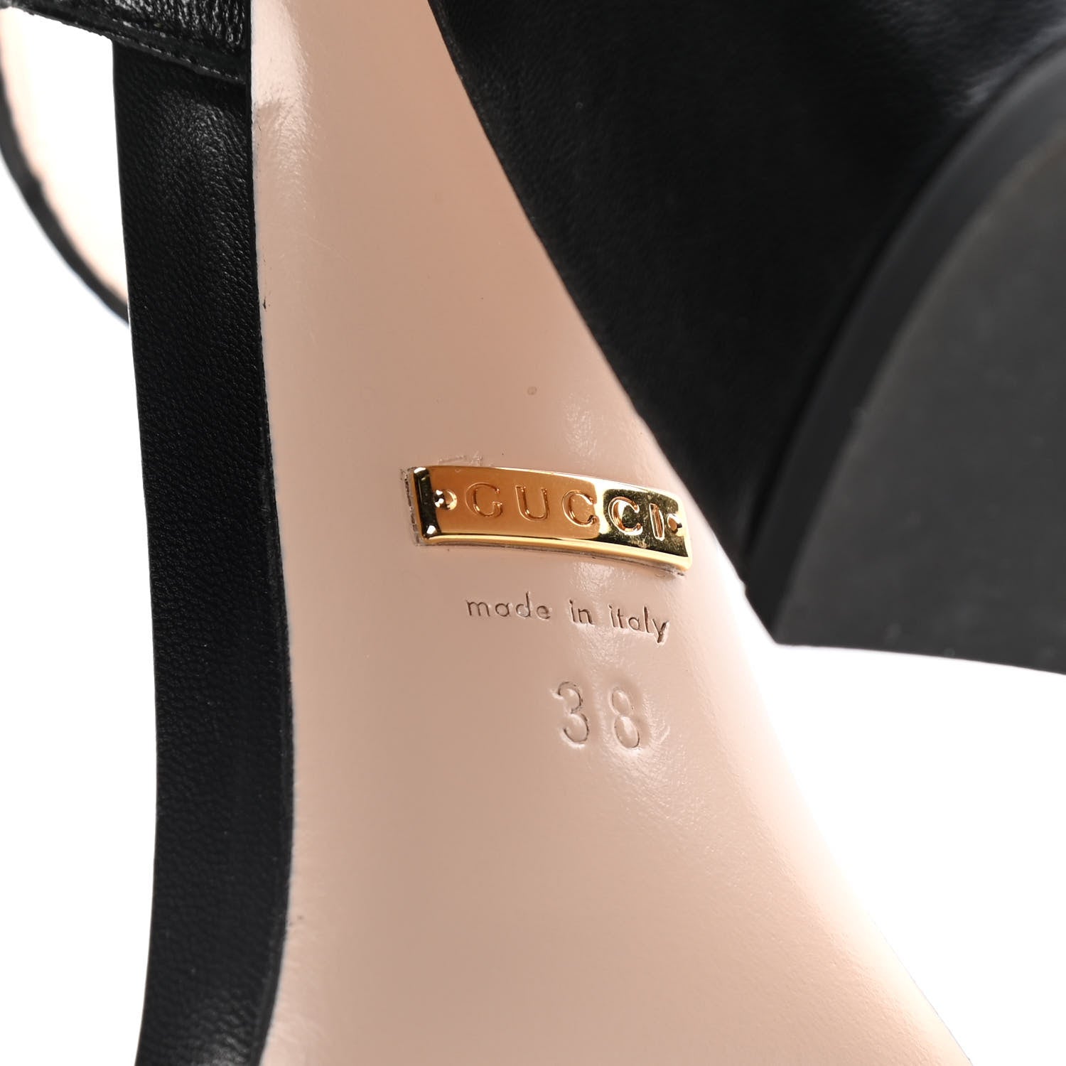Gucci Nappa Willow Pearl T-Strap Sandals 38 Black 8 of 14
