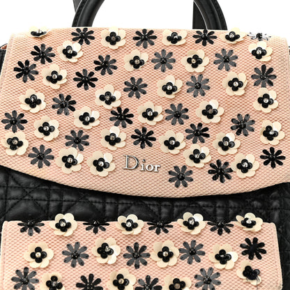 Christian Dior Lambskin Mesh Cannage Embroidered Large Stardust Backpack Black Pink 7 of 12