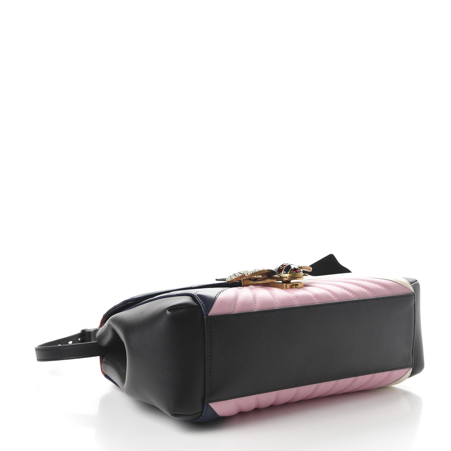 Gucci Calfskin Bamboo Trapuntata Queen Margaret Top Handle Bag Blue Agata Hibiscus Red Mystic White Sugar Pink 4 of 10