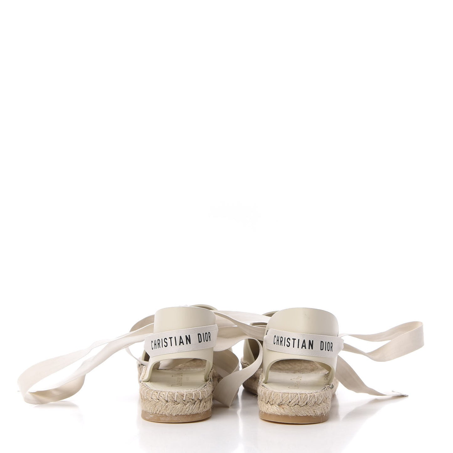 Calfskin Nicely-D Ankle Tie Espadrilles Flats 36 Off White