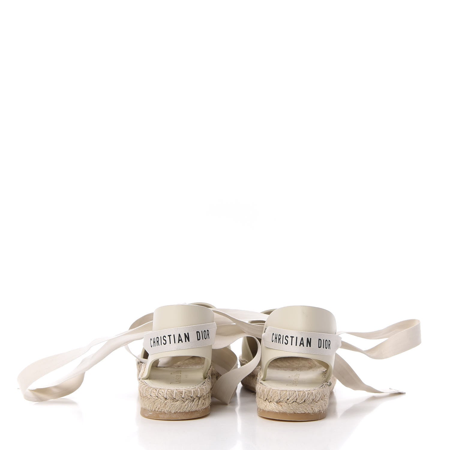Christian Dior Calfskin Nicely-D Ankle Tie Espadrilles Flats 36 Off White 7 of 8