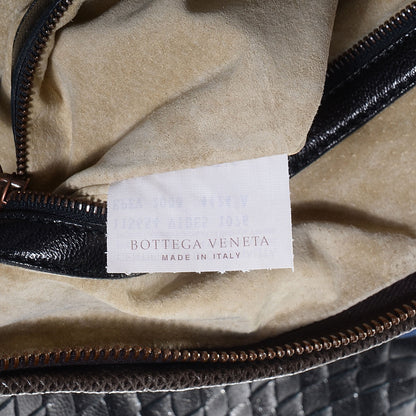 Bottega Veneta Shiny Goatskin Intrecciato Karung Large Veneta Hobo Cobalt Nero 7 of 8