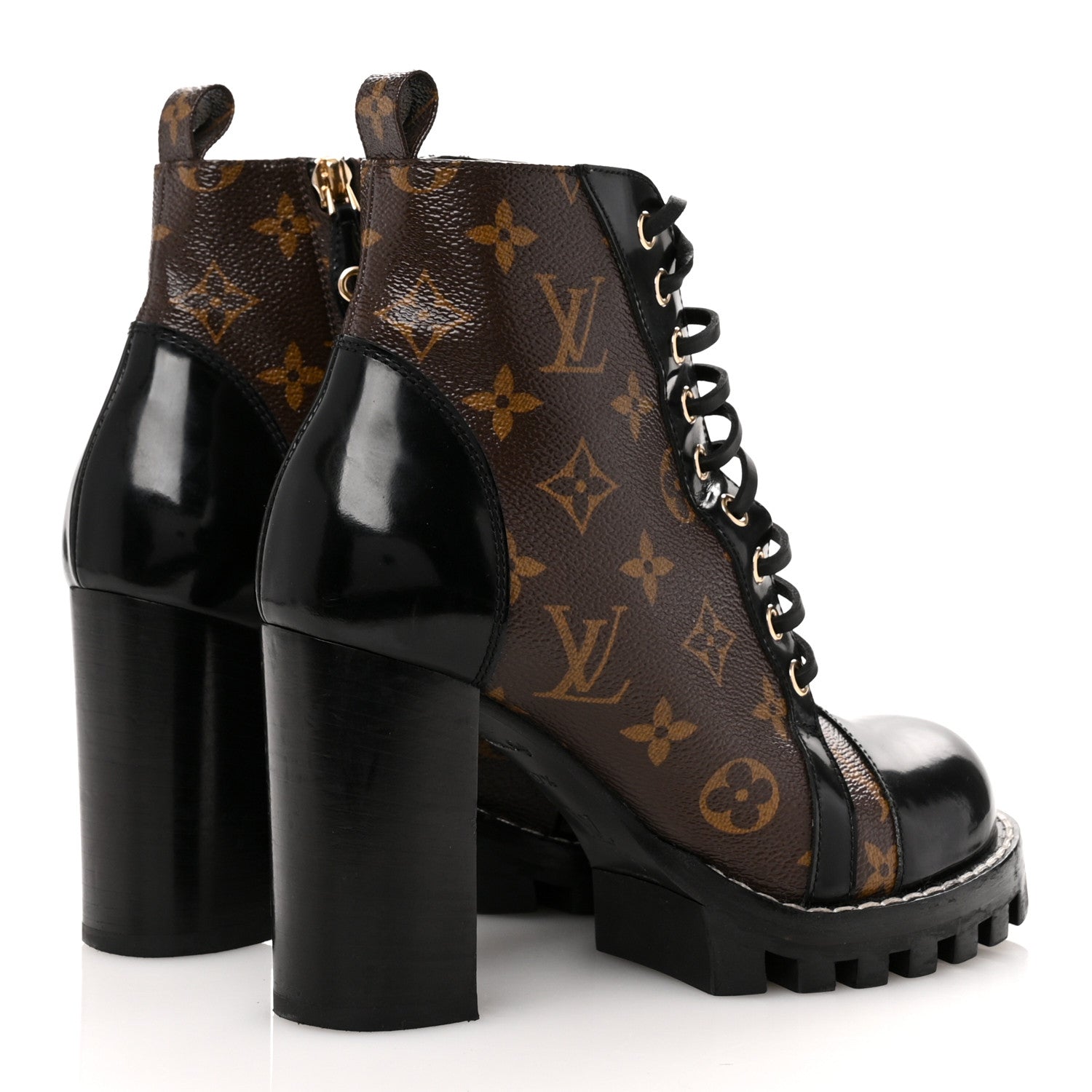 Louis Vuitton Patent Calfskin Monogram Star Trail Ankle Boots 37.5 Black 5 of 11