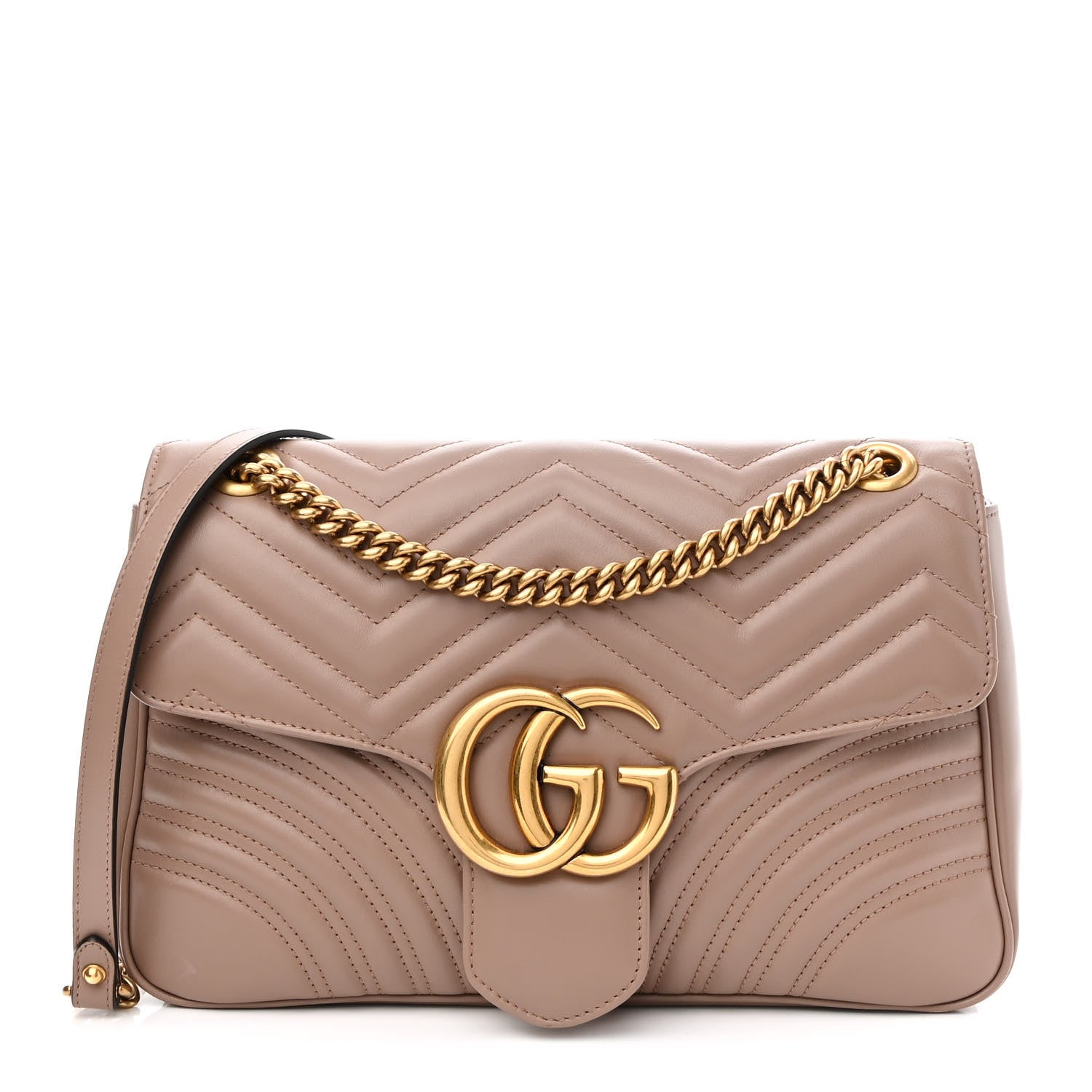 Gucci Calfskin Matelasse Medium GG Marmont Shoulder Bag Porcelain Rose 1 of 9