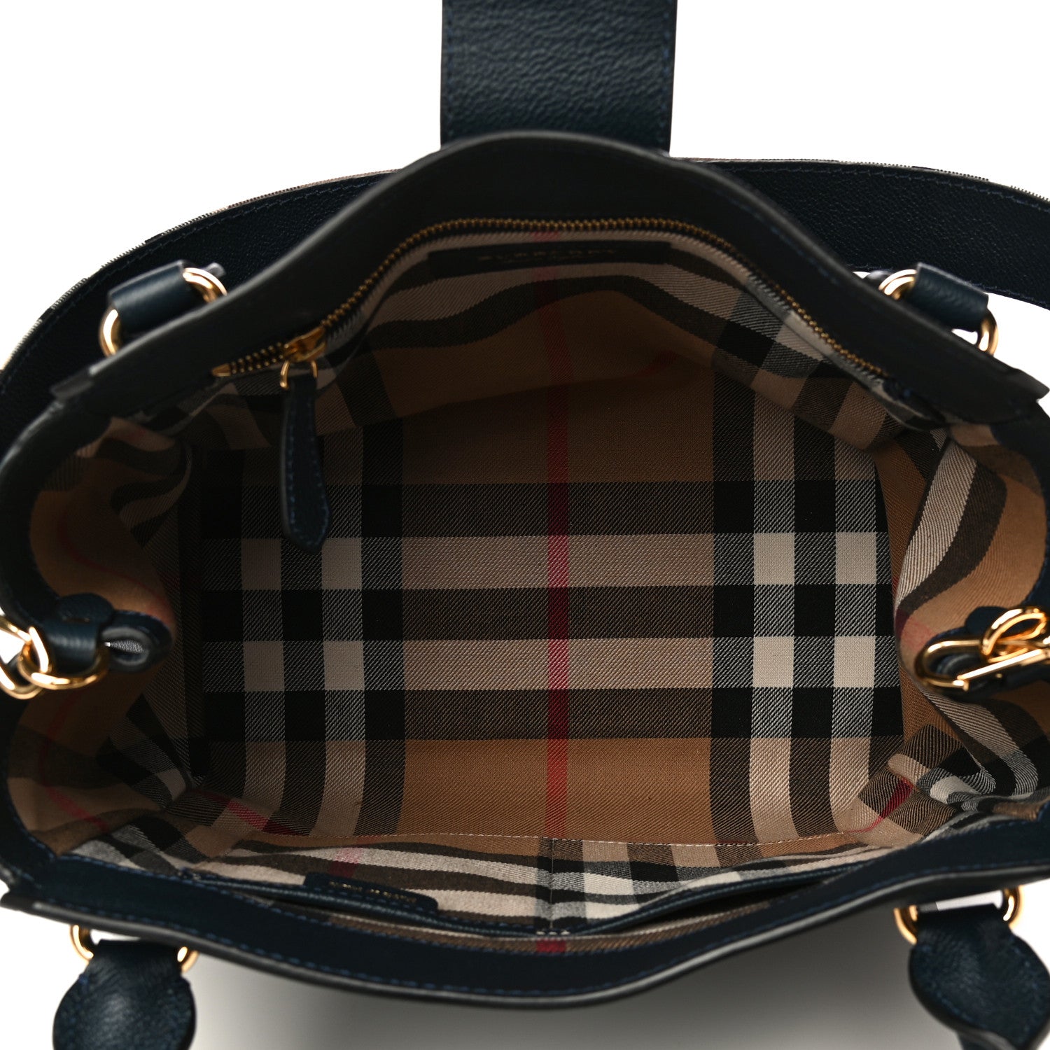 Burberry Soft Grain Calfskin Medium Buckle Tote Blue Carbon 7 of 14