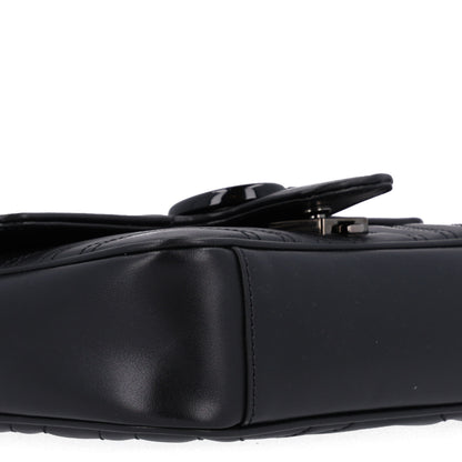 Gucci Calfskin Matelasse Monochrome Mini GG Marmont Shoulder Bag Black 9 of 10