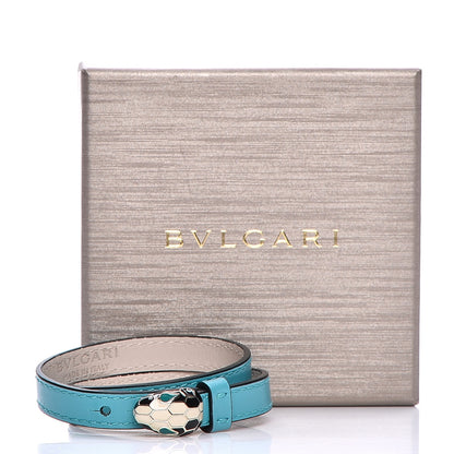 Bulgari Calfskin Serpenti Forever Muli-coiled Bracelet S Aquarelle Turquoise 8 of 8